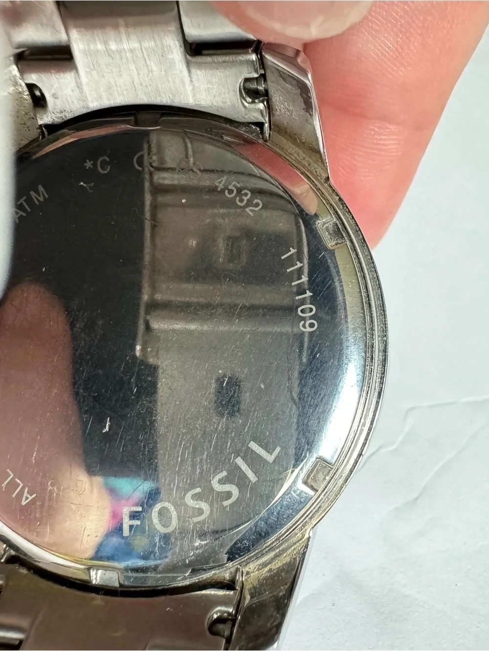 Fossil Grant Watch Chronograph Silver Tone Black Dial Stainless Steel Works